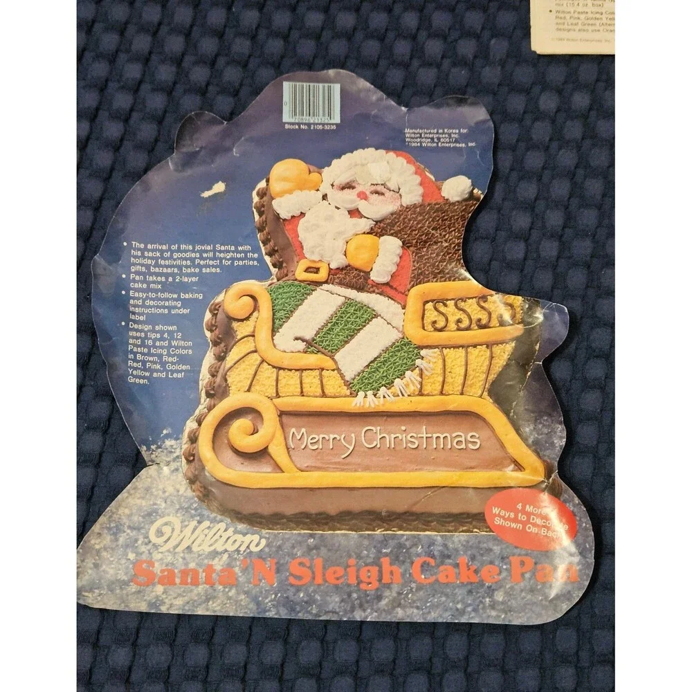 Vintage 1984 Wilton Santa N Sleigh Cake Pan 2105-3235 Christmas w/ Instructions
